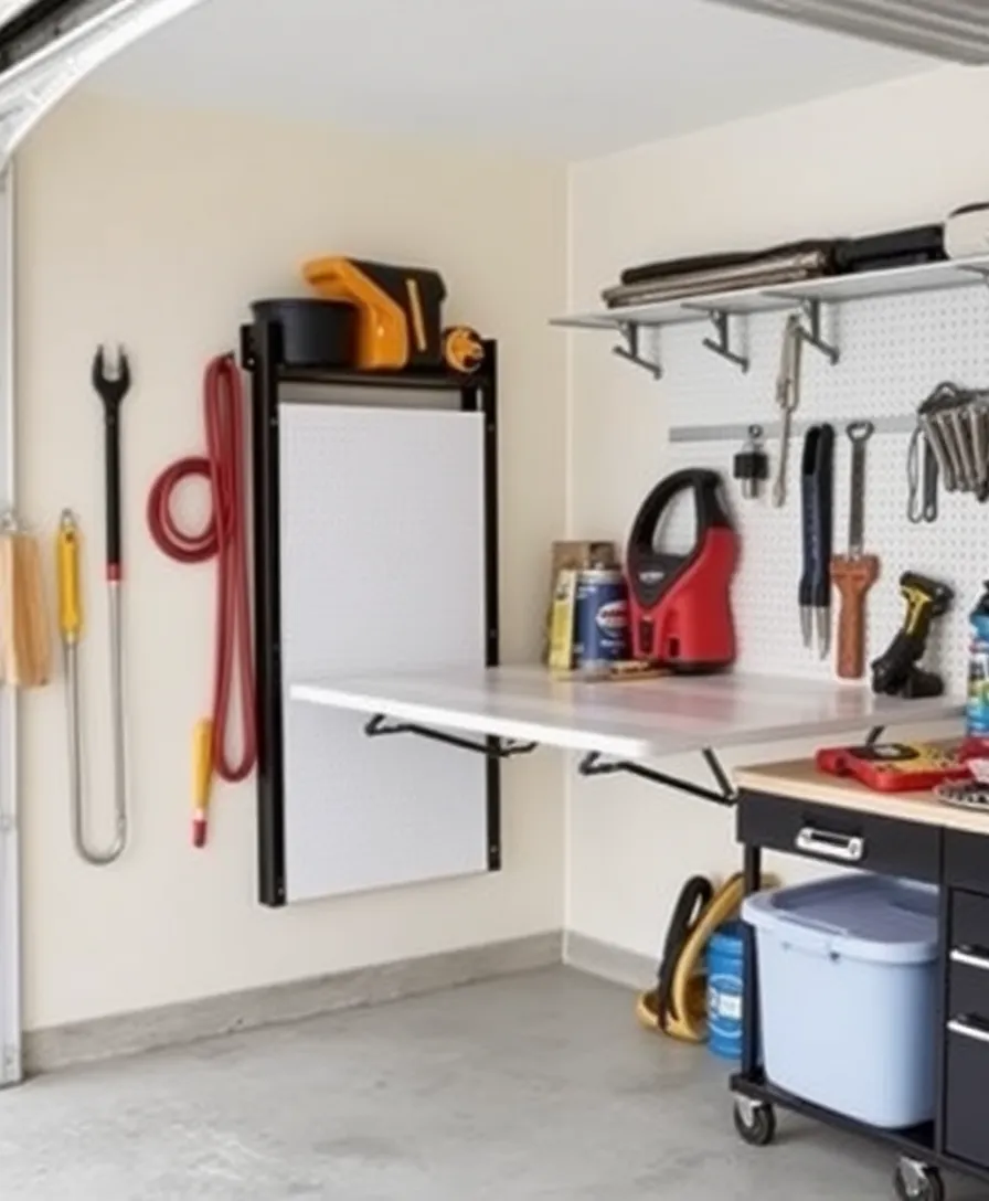 22 Innovative Garage Storage Ideas That'll Blow Your Mind! - 21. Wall-Mounted Folding Table