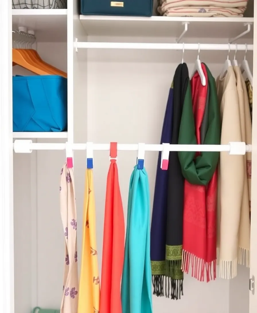 21 Budget-Friendly Bedroom Storage Hacks to Keep Your Space Tidy! - 15. Tension Rods for Scarves