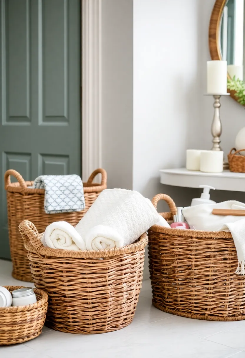 21 Small Bathroom Storage Ideas That'll Transform Your Tiny Space! - 6. Stylish Baskets