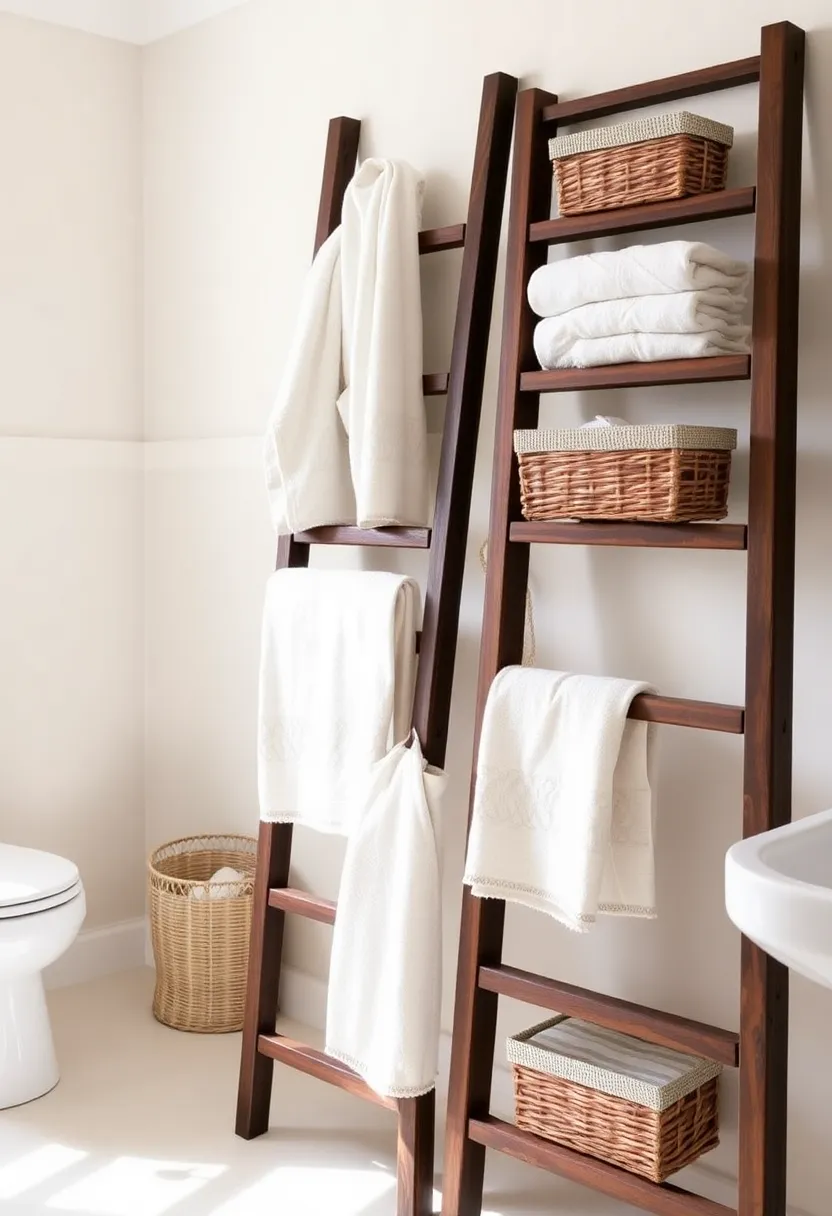 21 Small Bathroom Storage Ideas That'll Transform Your Tiny Space! - 14. Storage Ladder