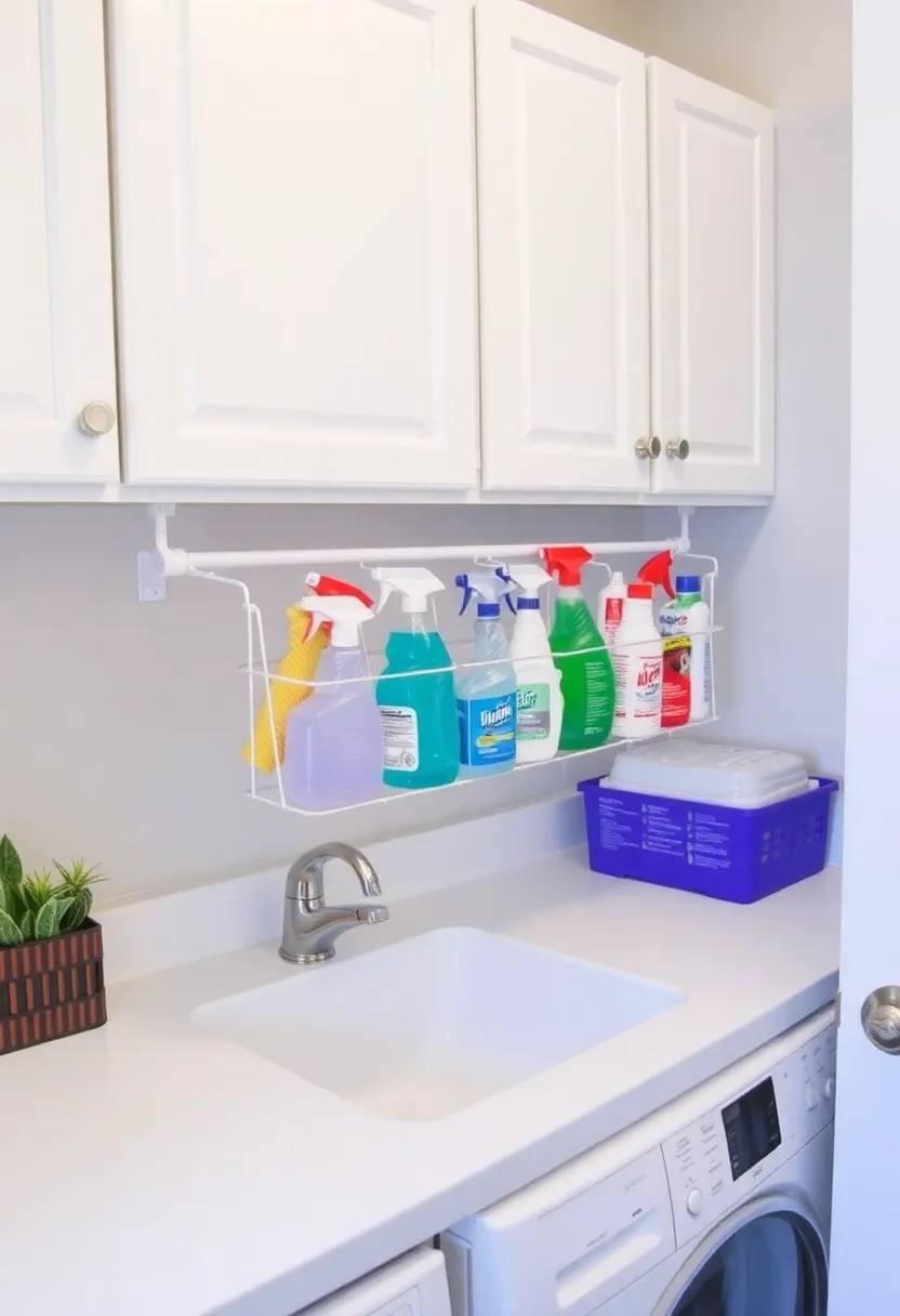 22 Laundry Room Storage Ideas That'll Make You Say 'Why Didn't I Think of That?' - 12. Use a Tension Rod