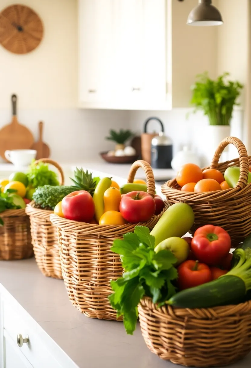 21 Space-Saving Kitchen Storage Hacks You’ve Never Seen Before! - 20. Creative Use of Baskets