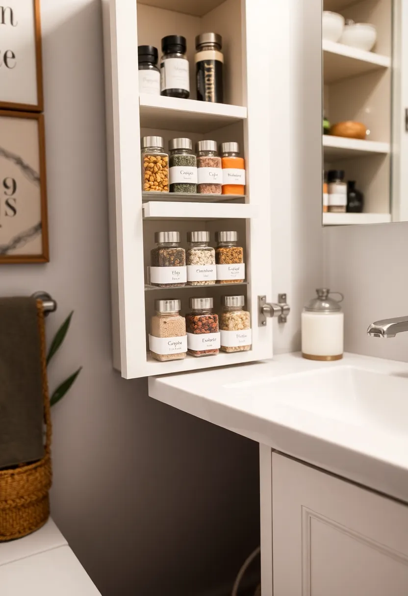 21 Genius Bathroom Organization Ideas You Never Knew You Needed (#10 Will Shock You!) - 3. Magnetic Spice Jars