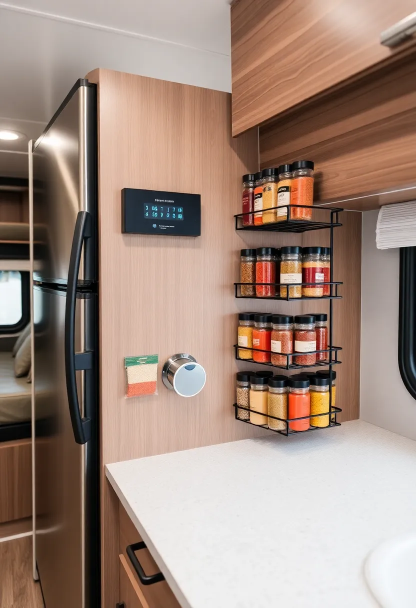 21 Ingenious Camper Storage Ideas That'll Maximize Every Inch of Your Space! - 2. Magnetic Spice Rack