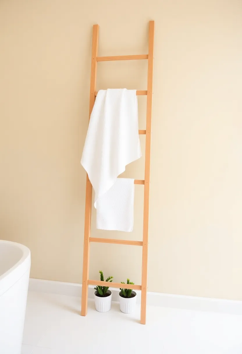 21 Small Bathroom Storage Ideas That'll Transform Your Tiny Space! - 4. Towel Ladders