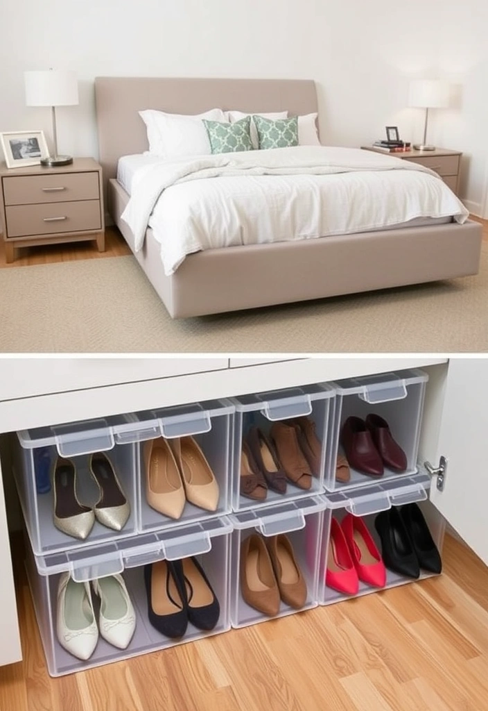 21 Under Bed Storage Ideas That'll Transform Your Clutter into Clever Space Savers! - 4. Under Bed Shoe Storage