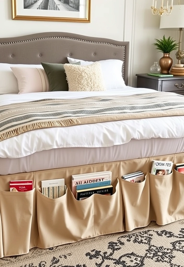 21 Under Bed Storage Ideas That'll Transform Your Clutter into Clever Space Savers! - 6. Bed Skirt with Storage Pockets