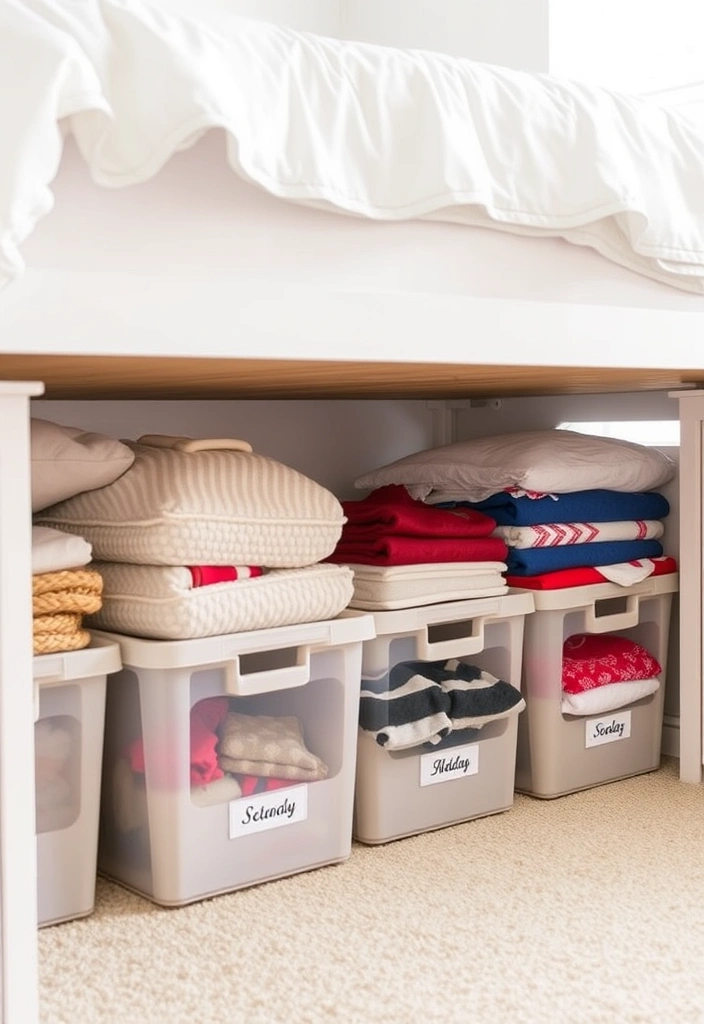 21 Under Bed Storage Ideas That'll Transform Your Clutter into Clever Space Savers! - 21. Under Bed Seasonal Storage