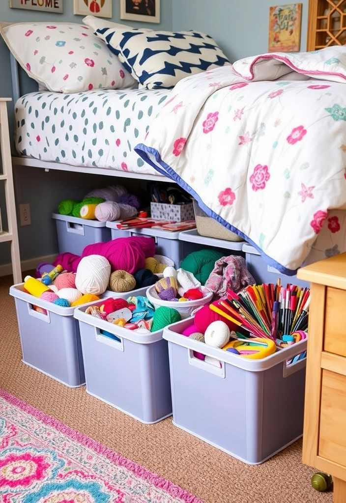 21 Under Bed Storage Ideas That'll Transform Your Clutter into Clever Space Savers! - 18. Under Bed Craft Supply Storage