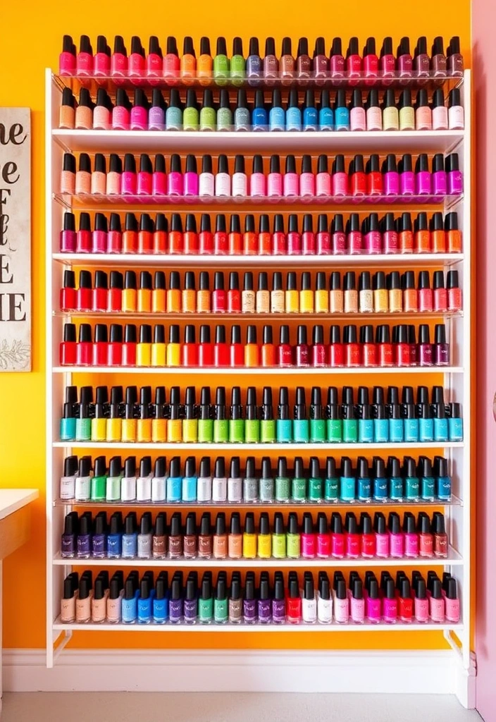 21 Nail Polish Storage Solutions You Never Knew You Needed (Get Ready to Be Inspired!) - 12. Color-Coded Shelving