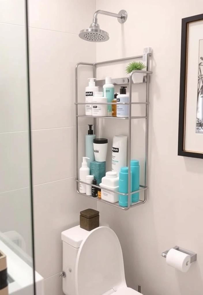 21 Over the Toilet Storage Ideas That'll Maximize Your Bathroom Space Like Never Before! - 15. Shower Caddy Above Toilet