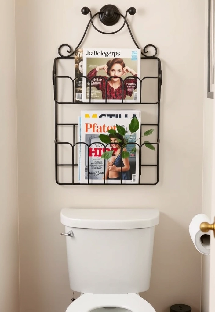 21 Over the Toilet Storage Ideas That'll Maximize Your Bathroom Space Like Never Before! - 12. Wall-Mounted Magazine Rack