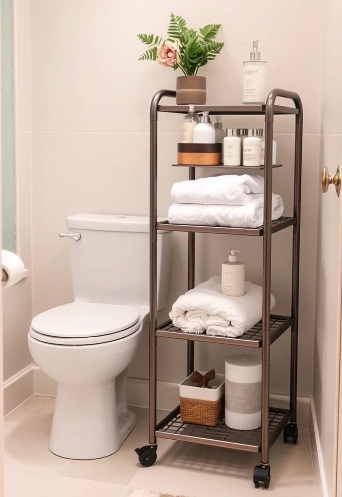 21 Over the Toilet Storage Ideas That'll Maximize Your Bathroom Space Like Never Before! - 10. Multi-Tiered Carts