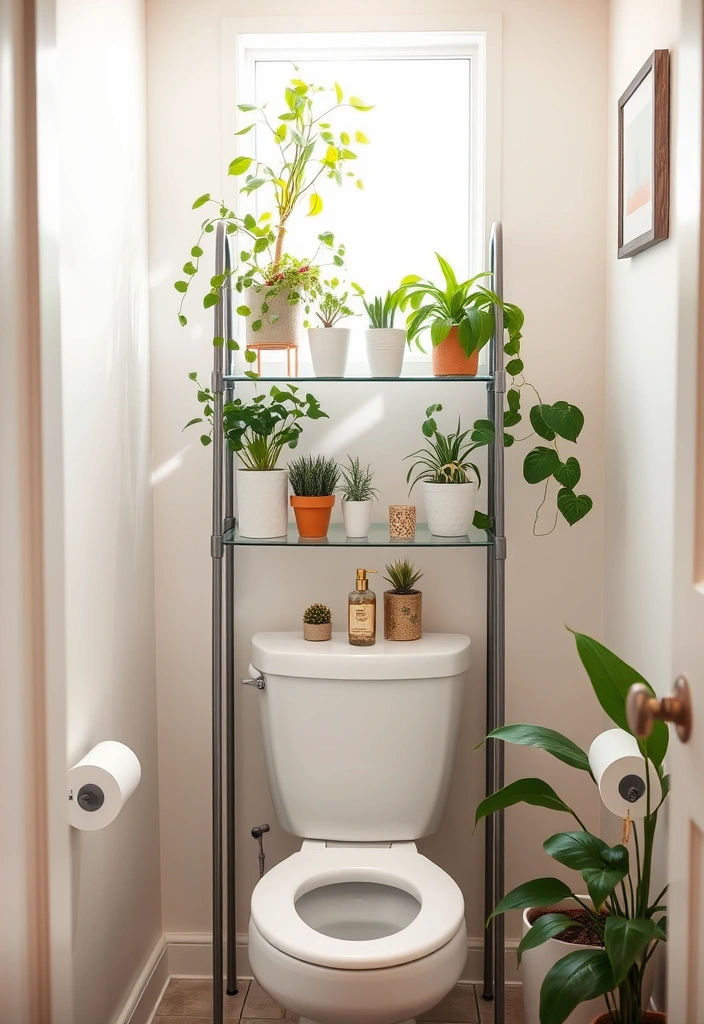 21 Over the Toilet Storage Ideas That'll Maximize Your Bathroom Space Like Never Before! - 19. Tiered Plant Stand