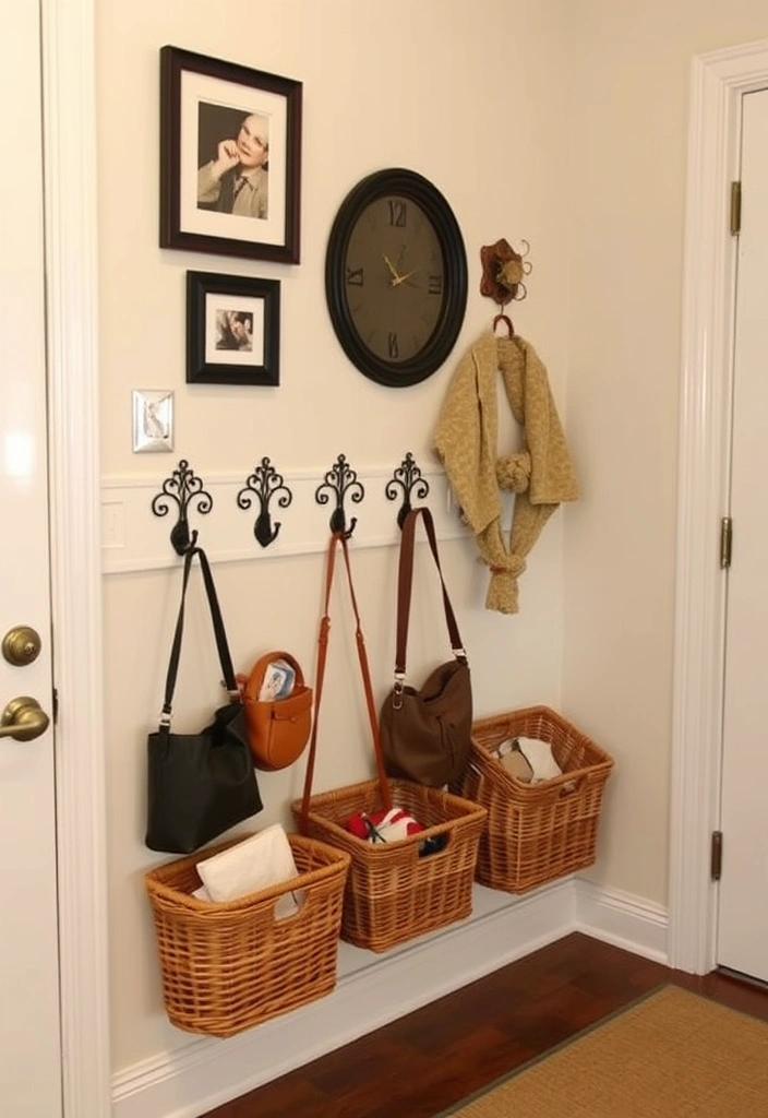 21 Entryway Storage Ideas That Will Transform Your Space (You Won't Believe #5!) - 6. Wall Hooks and Baskets