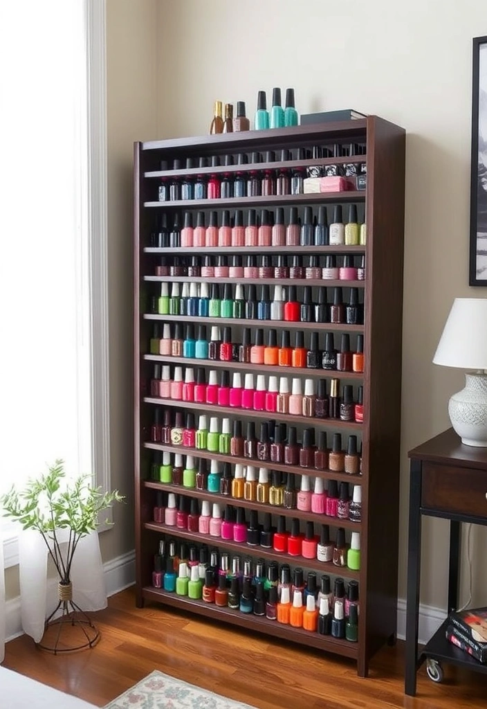 21 Nail Polish Storage Solutions You Never Knew You Needed (Get Ready to Be Inspired!) - 8. Repurposed Wine Rack