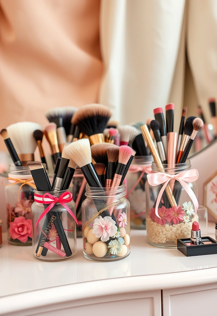 21 Makeup Storage Ideas That Will Transform Your Beauty Routine Forever! - 20. Creative Use of Jars