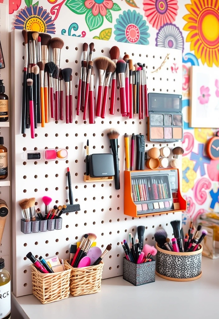 21 Makeup Storage Ideas That Will Transform Your Beauty Routine Forever! - 12. Pegboard Displays