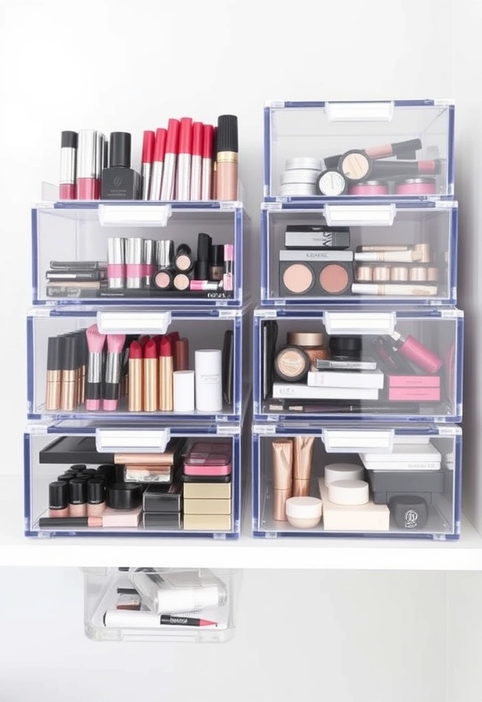 21 Makeup Storage Ideas That Will Transform Your Beauty Routine Forever! - 17. Clear Storage Boxes